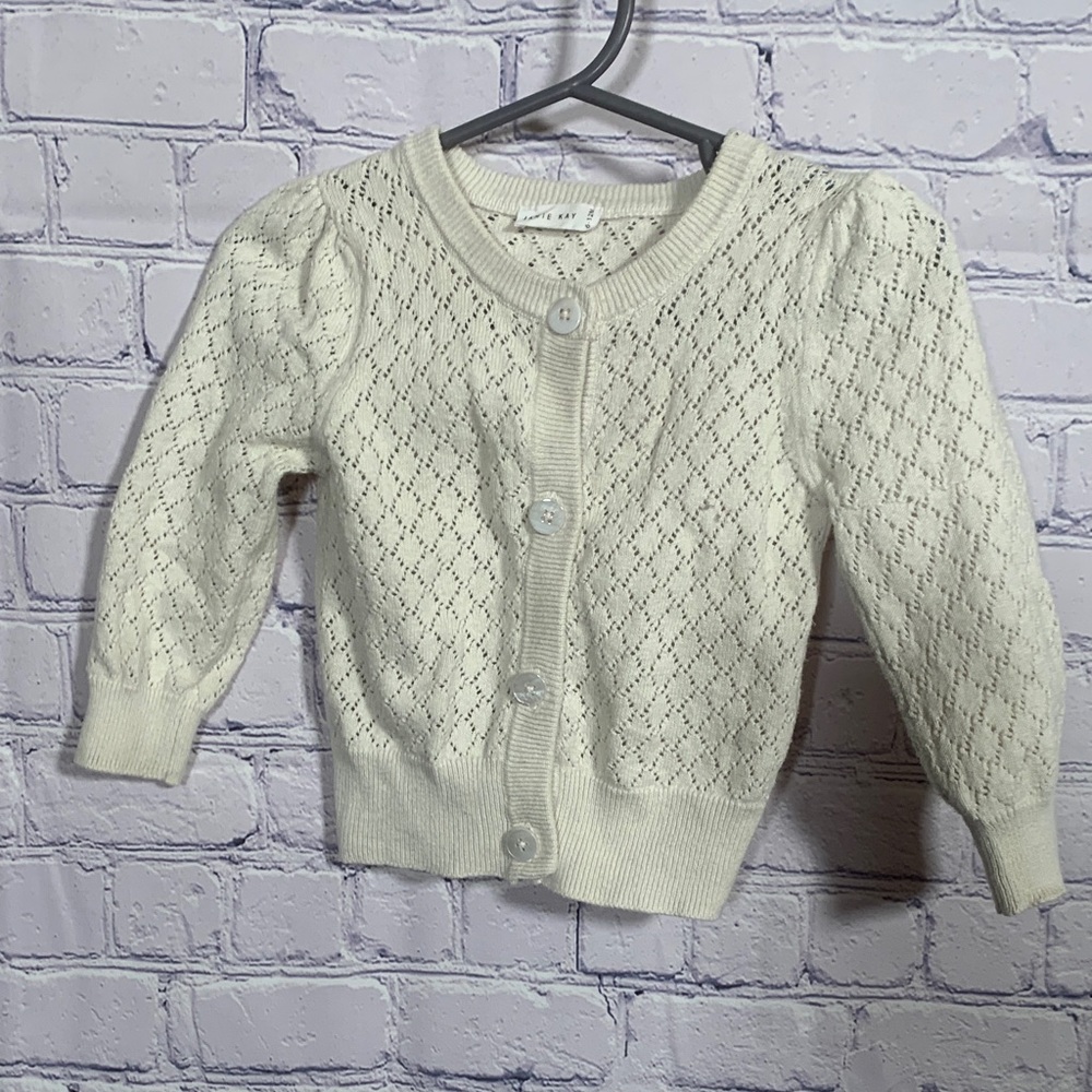 Jamie Kay Baby Girls Open Knit Cardigan Off White Size 6-12M Layer Dainty Spring